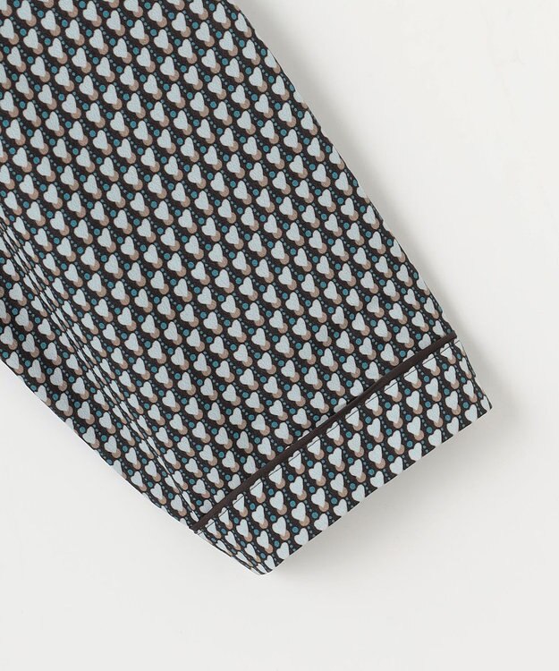 自由区 【洗える】ジオメトリックハートプリント ブラウス アクア系