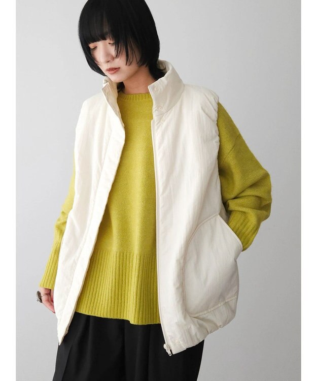 Green Parks 中わたスタンドカラーベスト Ivory