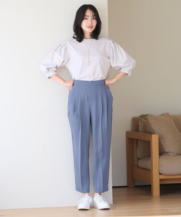 ANY 【ウエストゴム】コンフォート美脚パンツ ブルー