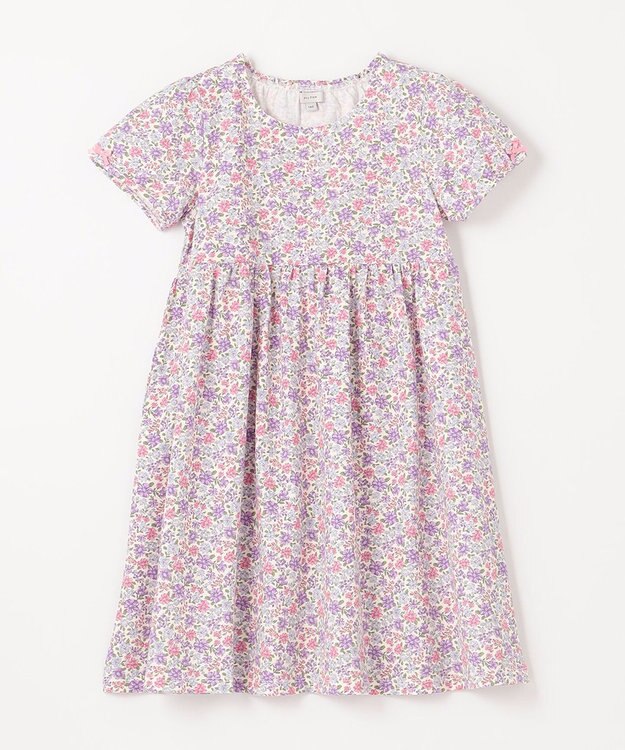 ANY KIDS カットソー サマー ワンピース オフホワイト×花柄