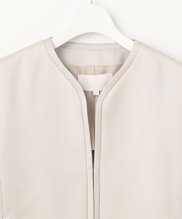 自由区 L 【洗える】グログランノーカラー ジャケット ベージュ