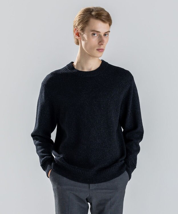 JOSEPH HOMME 【新素材】ペーパーウールミックス　クルーネックニット ネイビー系