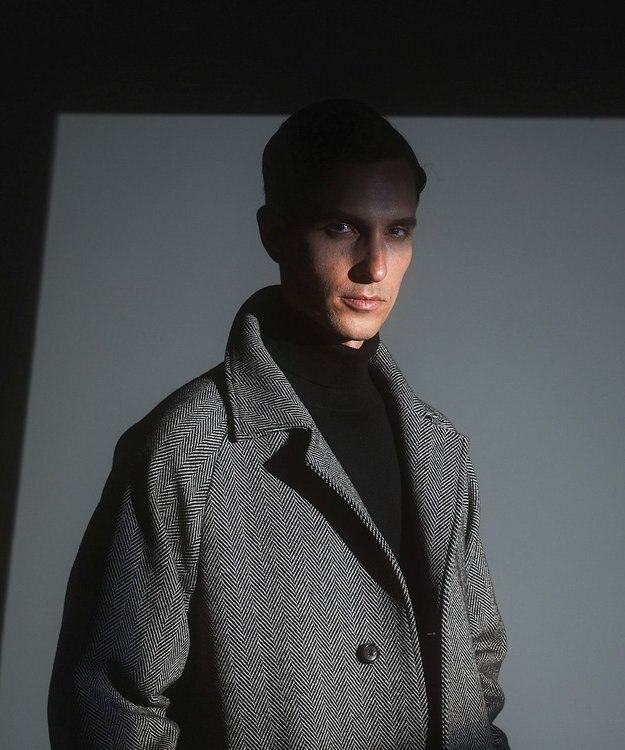 GOTAIRIKU 【山栄毛織】カントリーツイード ステンカラーコート グレー系8