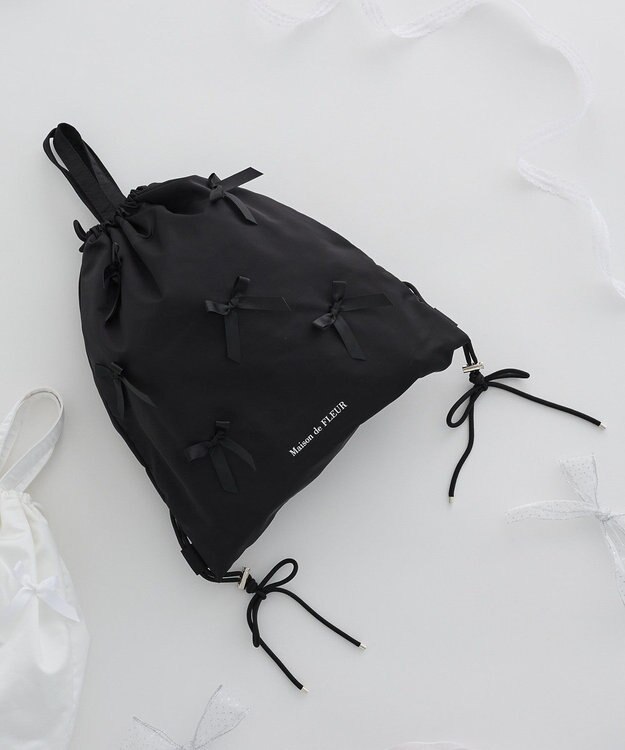 Maison de FLEUR リボンナップサック Black