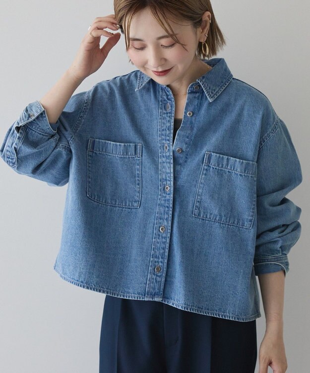 AMERICAN HOLIC Ｗポケットデニムショートシャツ Indigo