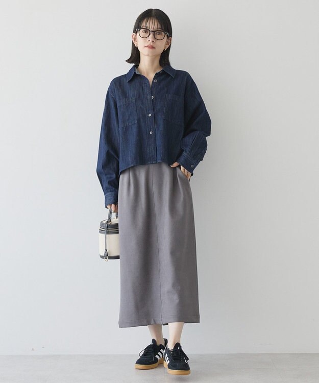 AMERICAN HOLIC Ｗポケットデニムショートシャツ One Wash