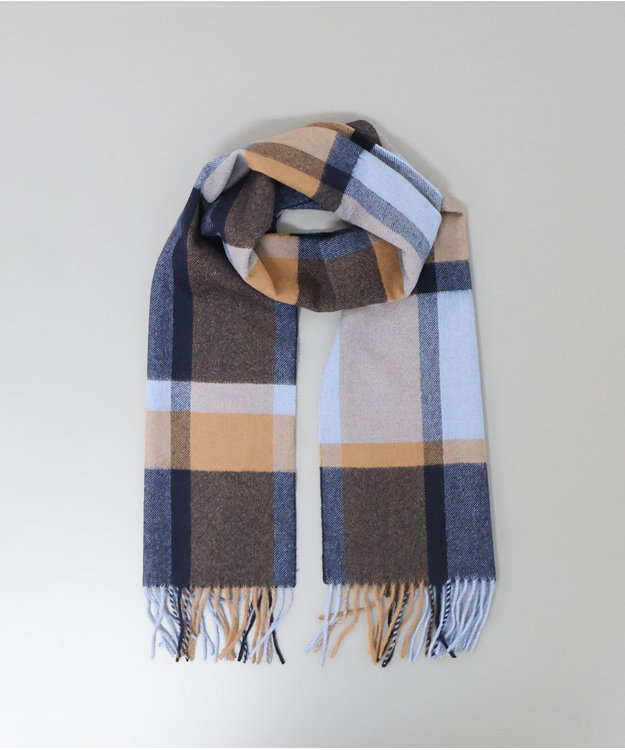 ランバンオンブルー カシミヤ マフラー チェック アイボリー ピンク 箱付き ランバンオンブルー カシミヤ マフラー チェック アイボリー