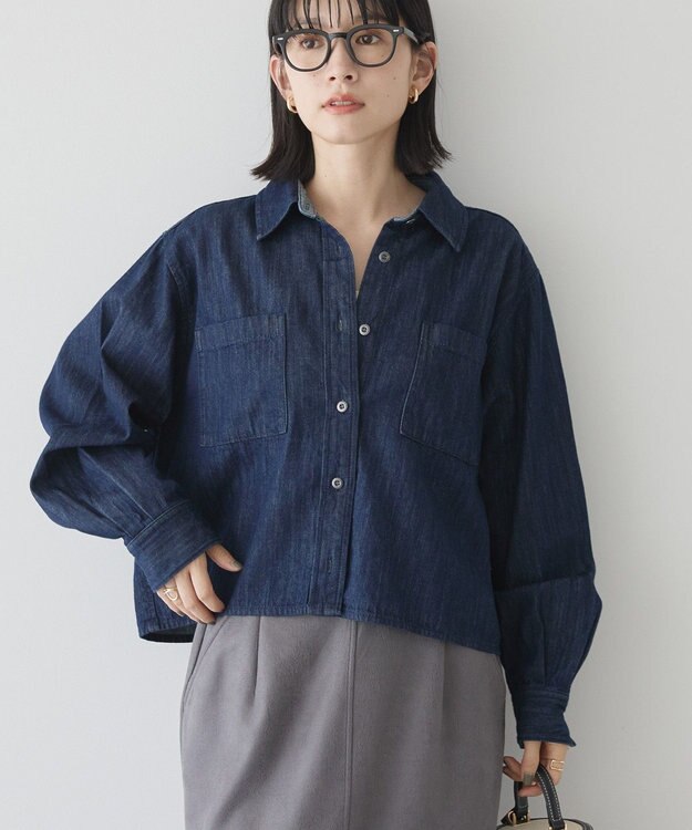 AMERICAN HOLIC Ｗポケットデニムショートシャツ One Wash