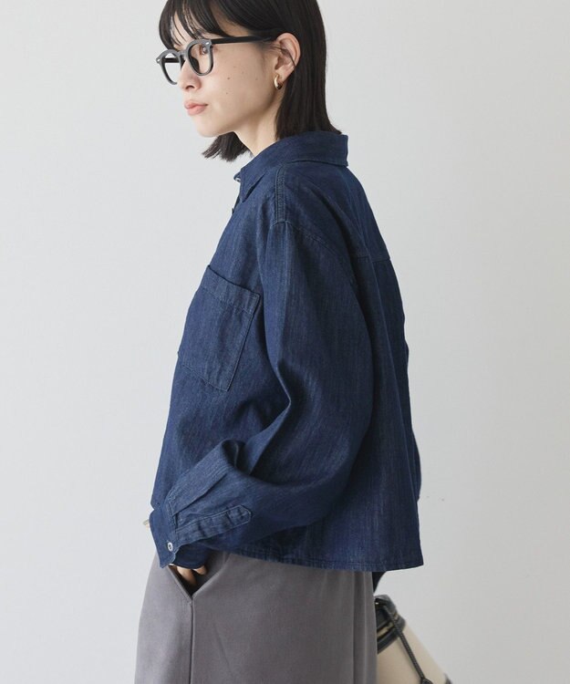 AMERICAN HOLIC Ｗポケットデニムショートシャツ One Wash