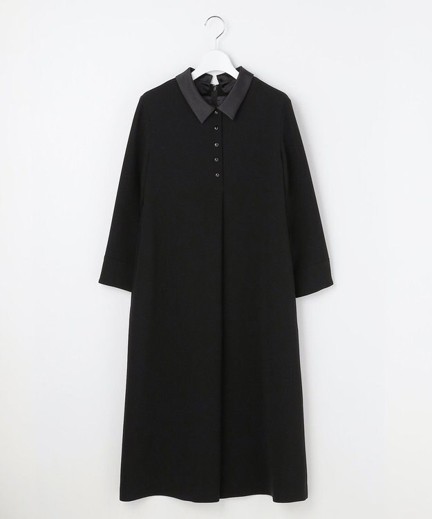 J.PRESS LADIES S 【2way】セラテリーダブルクロス 襟付き ワンピース ブラック系