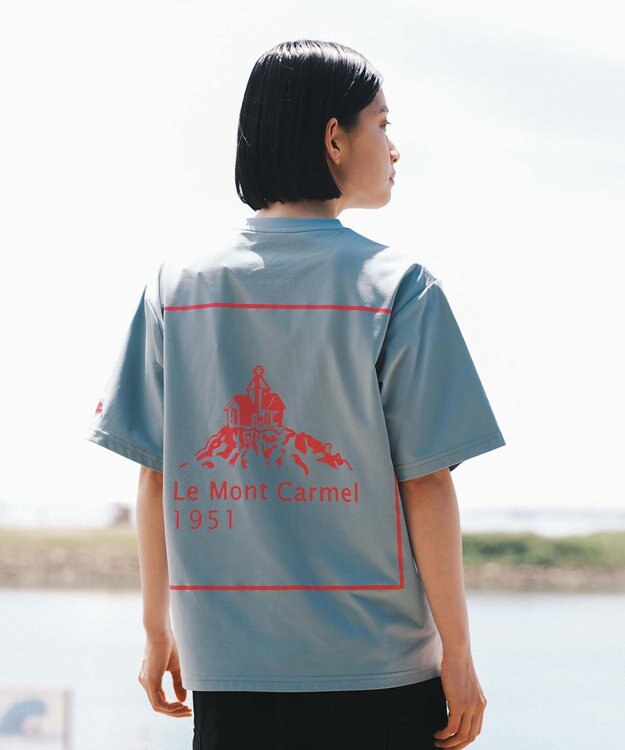 SHARE PARK LADIES 【UVカット・吸水速乾・ストレッチ・軽量 】バックプリントポケットTシャツ（S・Mサイズ） サックスブルー系