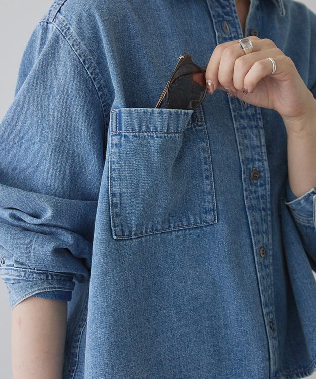 AMERICAN HOLIC Ｗポケットデニムショートシャツ Indigo
