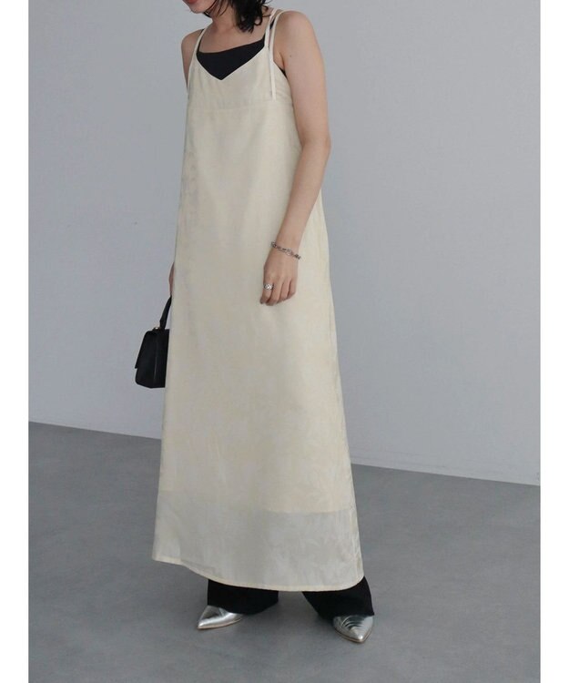 Green Parks ウ゛ィンテージフラワージャガードキャミワンピース Beige