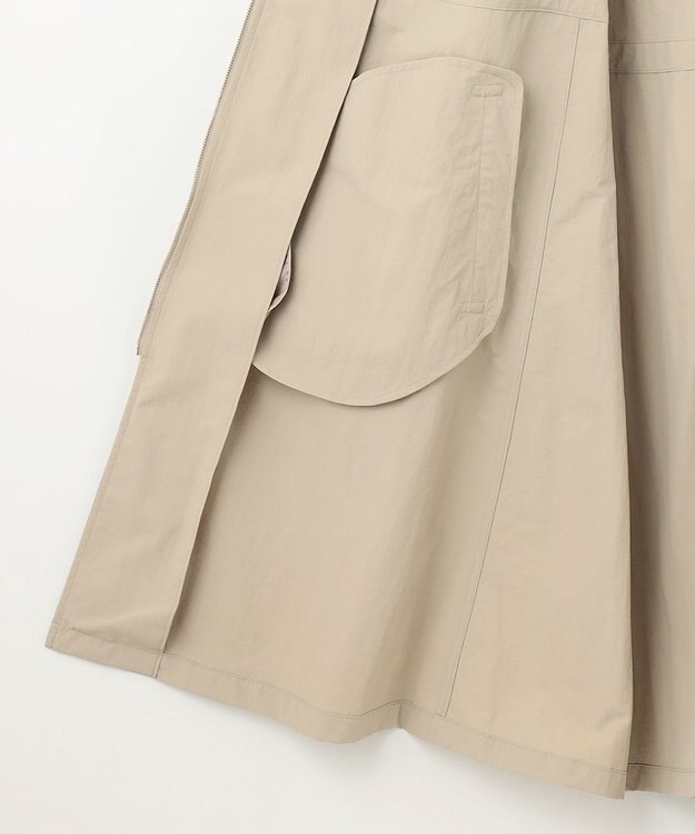 自由区 【撥水加工・UVケア・洗える】ライトグログランフーデッド コート ベージュ