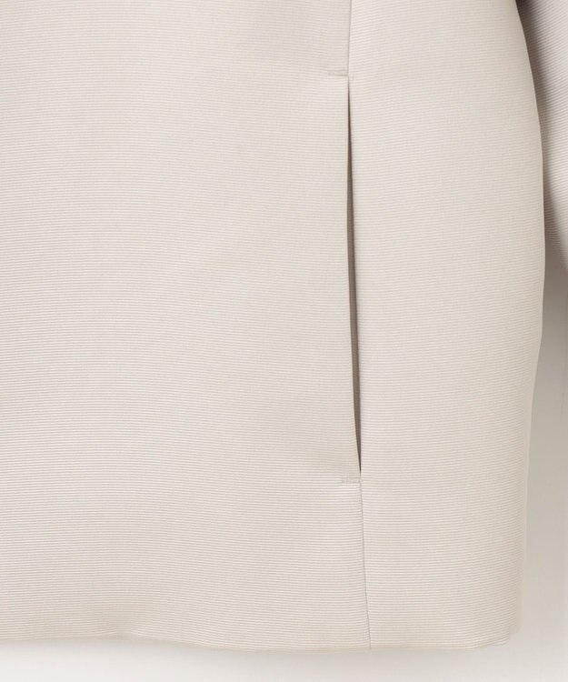 自由区 L 【洗える】グログランノーカラー ジャケット ベージュ