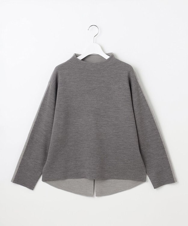 自由区 【セットアップ対応】ウールミラノボトルネック ニット グレー×ライトグレー