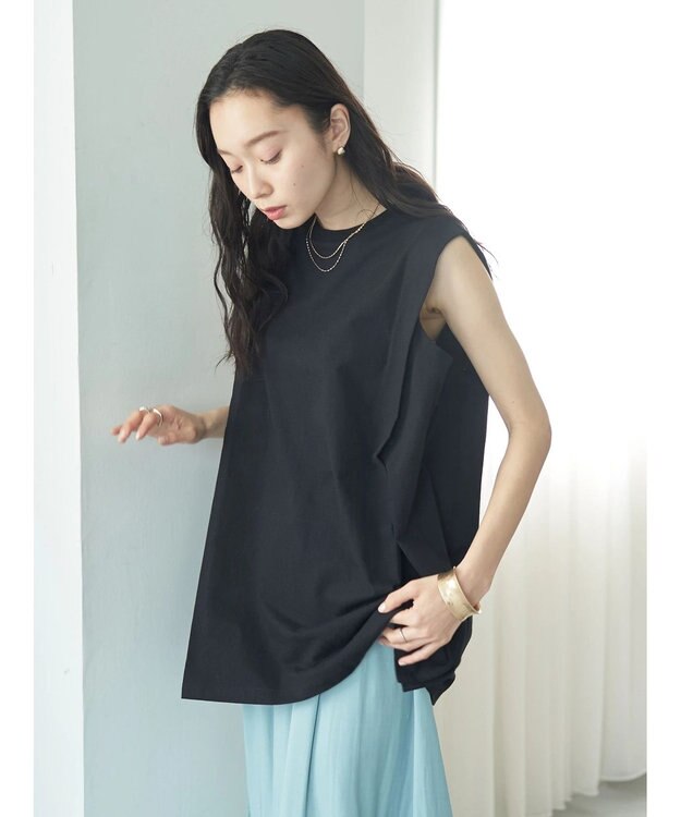 earth music&ecology ボクシーノースリーブチュニック Black