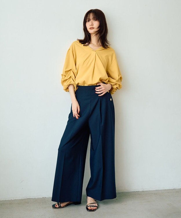 YECCA VECCA タックスリーブスキッパーブラウス Yellow