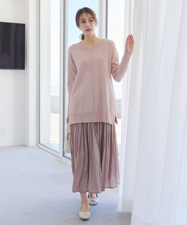 Tiaclasse 【安田美沙子さん着用・洗える】ヴィンテージサテンプリーツスカート ピンク