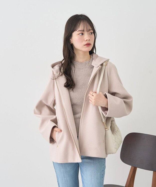 earth music&ecology 【フード取り外し可】2WAYフードコート Light Beige