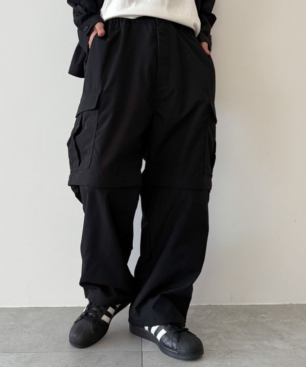 WEGO 【セットアップ対応ITEM】2WAYリップストップカーゴパンツ ブラック