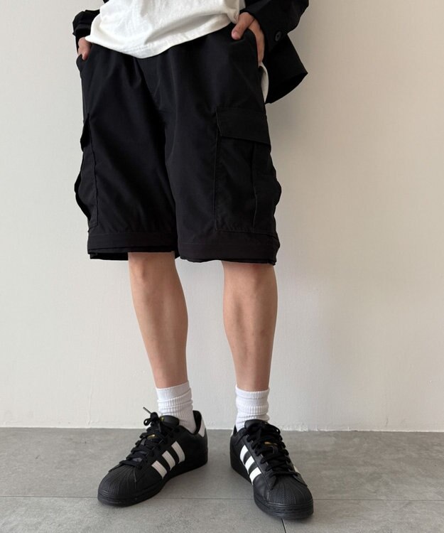 WEGO 【セットアップ対応ITEM】2WAYリップストップカーゴパンツ ブラック