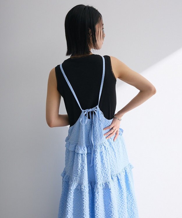 Green Parks ・Petit Fleur フリルティアードキャミワンピ Sax