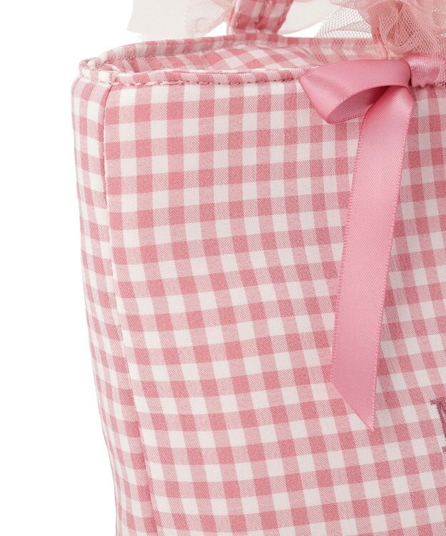 Maison de FLEUR ギンガムブランドロゴフリルハンドルトート Pink