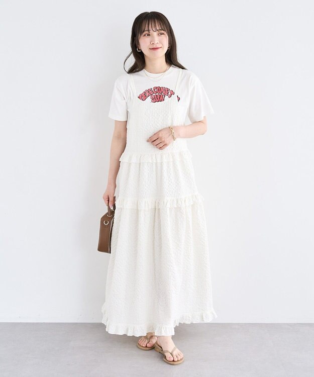 Green Parks ・Petit Fleur フリルティアードキャミワンピ Sax