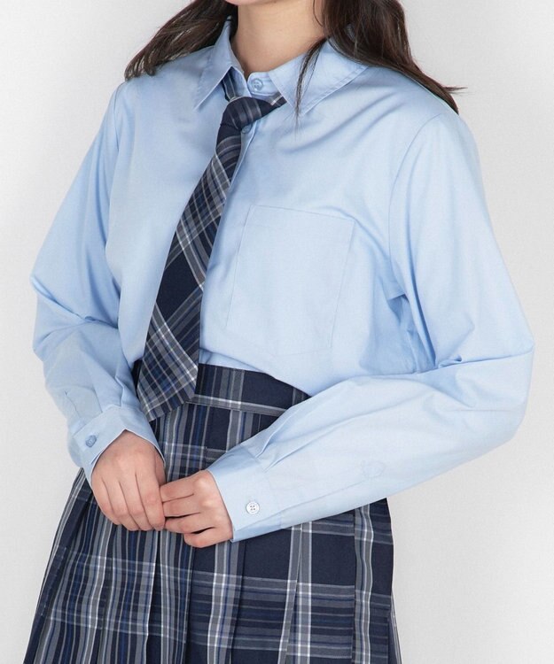 WEGO 【SCHOOL ITEM】スクールシャツL／S サックス