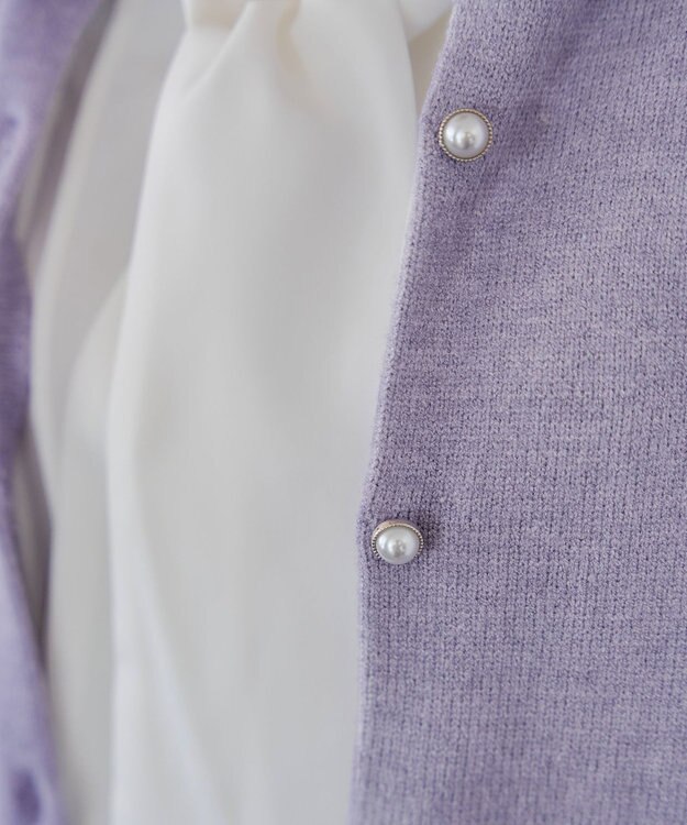 Tiaclasse 【洗える】ラウンドネックミドル丈ニットカーディガン ラベンダー