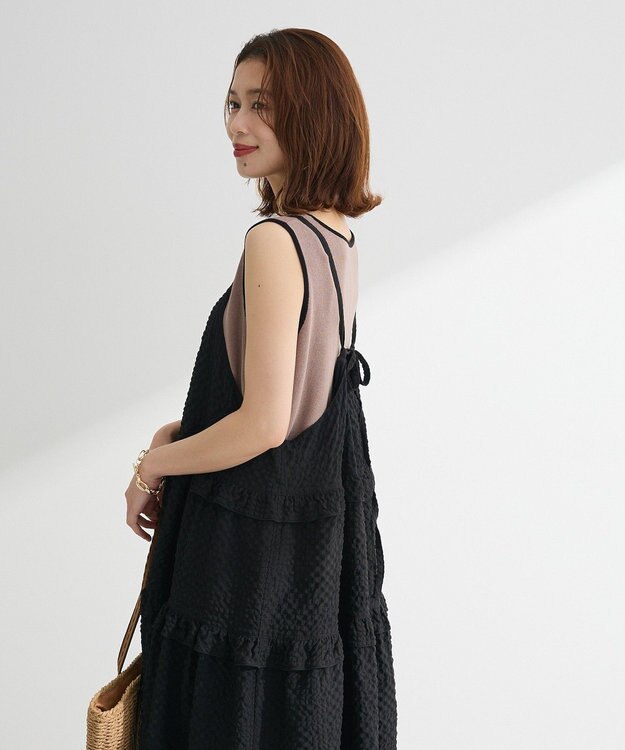 Green Parks ・Petit Fleur フリルティアードキャミワンピ Sax