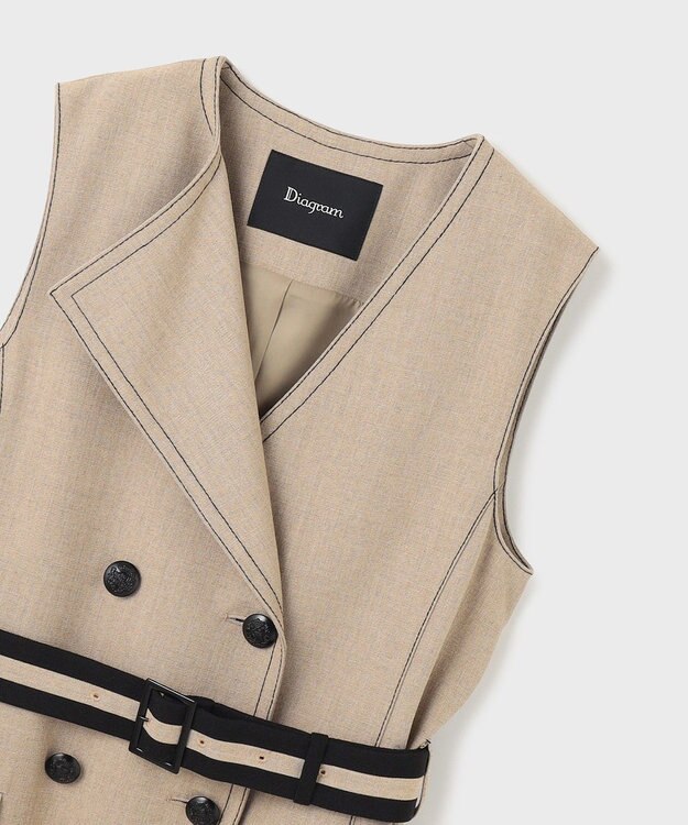 GRACE CONTINENTAL アシンメトリーカラーワンピース ベージュ