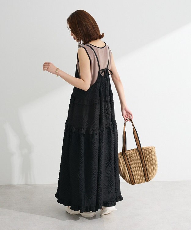 Green Parks ・Petit Fleur フリルティアードキャミワンピ Sax