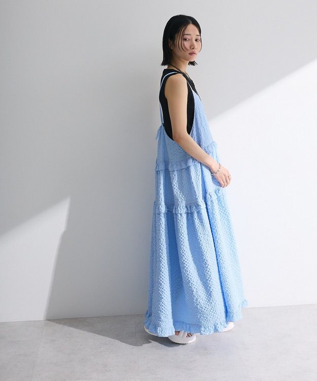 Green Parks ・Petit Fleur フリルティアードキャミワンピ Sax