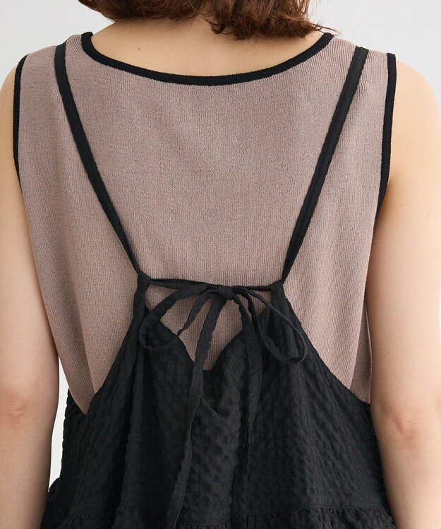 Green Parks ・Petit Fleur フリルティアードキャミワンピ Sax