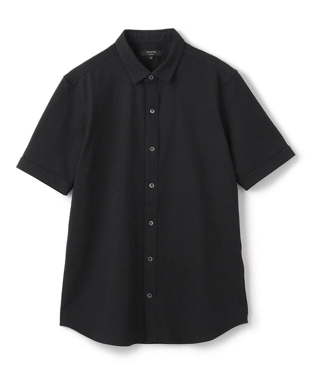 JOSEPH HOMME 【WEB・一部店舗限定】 ドライサッカーストレッチ　半袖レギュラーカラーシャツ ブラック系
