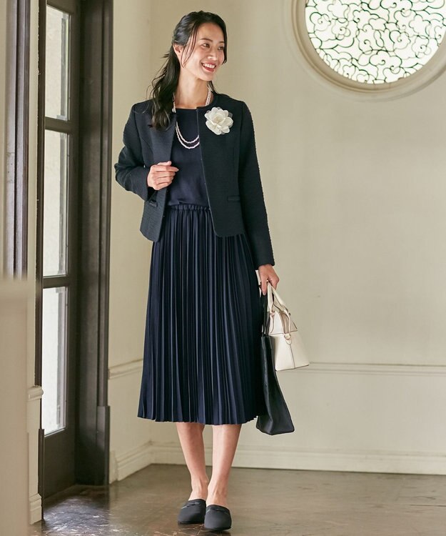 ANY MIXスラブツイード ジャケット ネイビー系