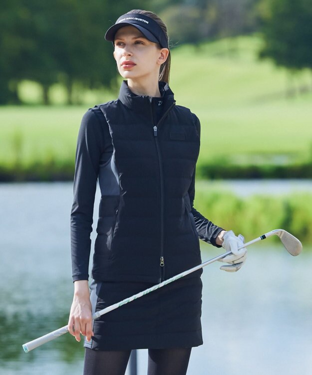 ZERO HALLIBURTON 【雑誌掲載】 ハイブリッドパデットベスト 82756 撥水 保温 裏起毛 ゴルフ ZHG-W15b ネイビー