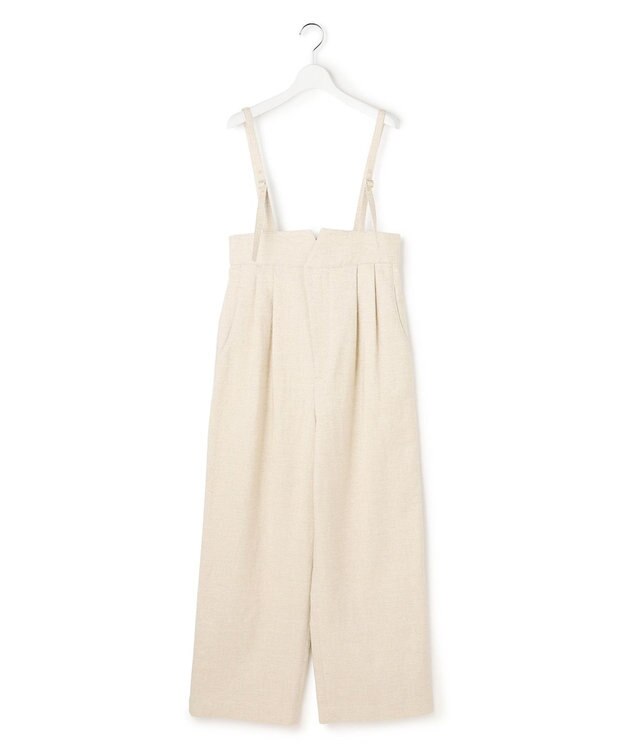 23区 【GOLD LABEL】GIOTEXリネンスパーク サスペンダー付 タックパンツ ベージュ系