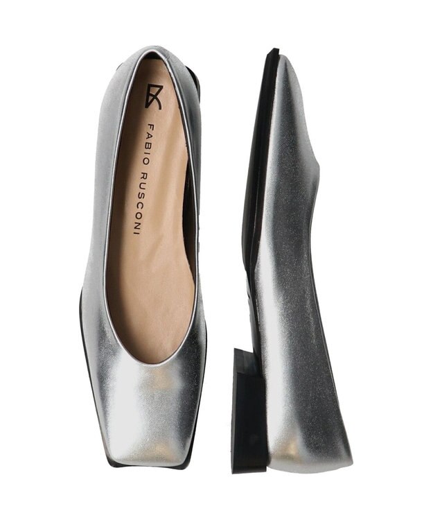INTER-CHAUSSURES 【FABIO RUSCONI】スクエアトウVカットカッターシューズ シルバー