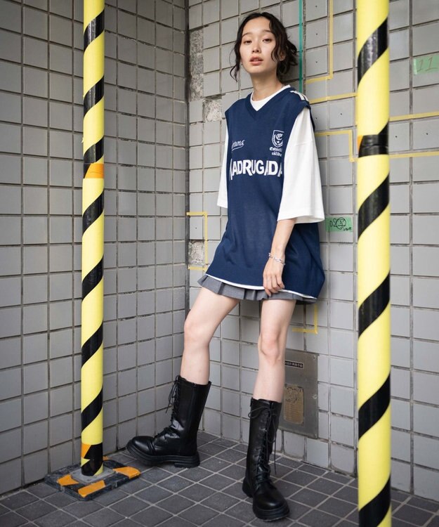 WEGO 【ユニセックス着用ITEM/2点セット】アンサンブルゲームロゴニットベスト ネイビー