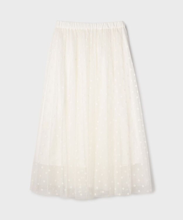 GRACE CONTINENTAL フロッキードットプリーツスカート ホワイト
