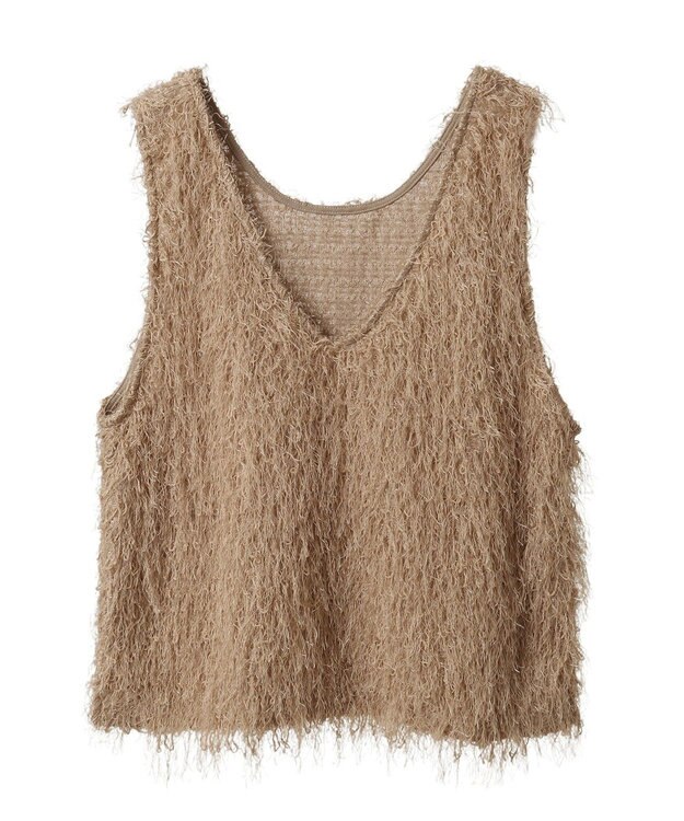 AMERICAN HOLIC 【前後2way】サイドスリットシャギーベスト Beige