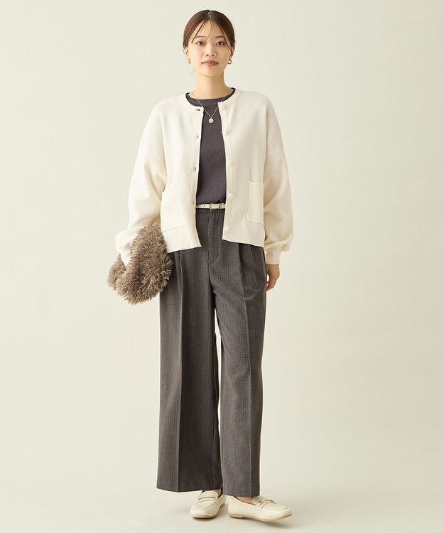 ANY スウェットライクニットカーディガン エクリュ