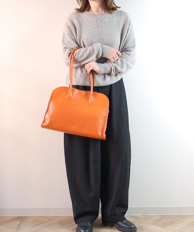 blancle シュリンクレザー ワイドボストン オレンジ