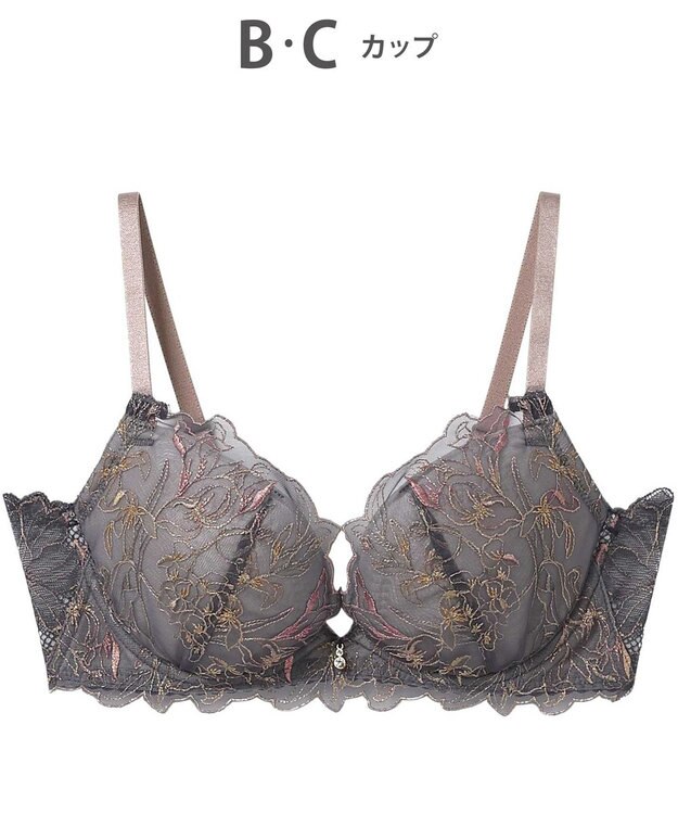 AMPHI ブラジャー グラマラス&リッチな谷間をメイク Gカップまで対応 【Glama-Rich グラマリッチ 脇スッキリ・ライトタイプ】 大きいサイズ ブラ BYJ685 アンフィ／ワコール サンドベージュ