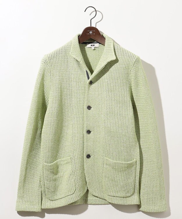 JOSEPH ABBOUD 【和紙使用エコ素材/日本素材/軽量/通気性/速乾性】和紙ムリネ ニット ジャケット 黄緑系