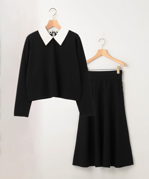 組曲 【WEB限定】ELENA襟付き セットアップワンピ チャコールグレー系