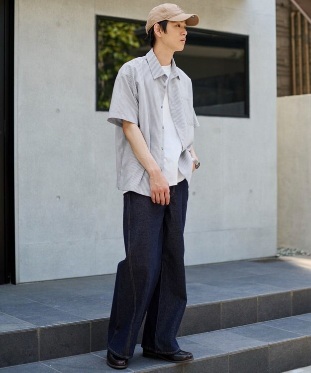 WEGO クロップドSSサッカーストライプシャツ ブラック